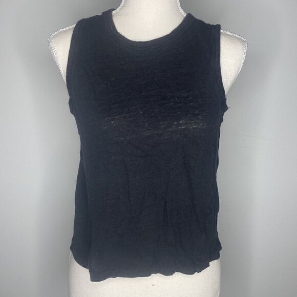 Banana Republic Black Linen Medium Crop Top Sleeveless - Picture 1 of 4